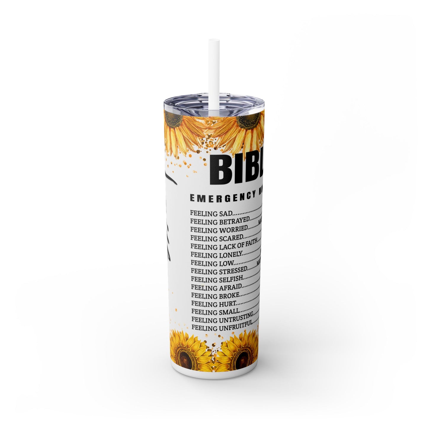 BIBLE VERSUS - Skinny Tumbler with Straw, 20oz