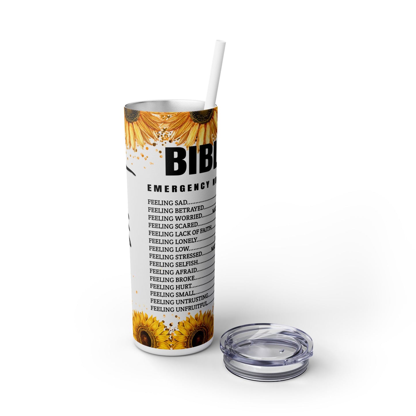 BIBLE VERSUS - Skinny Tumbler with Straw, 20oz